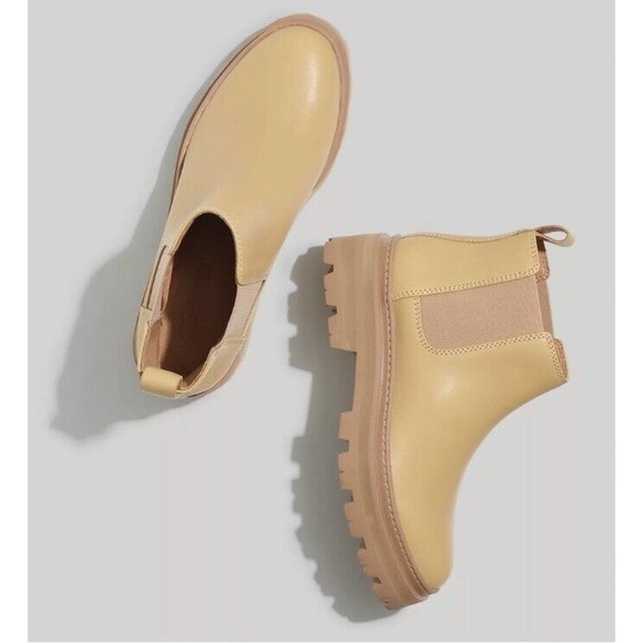 Madewell Mariam Chelsea Leather Chunky Chelsea Ankle Boots In Earthen‎ Sand 8.5 - Picture 1 of 8
